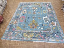 11'10 x 14'8 Hand Knotted Sky Blue Oushak Oriental Rug G15568