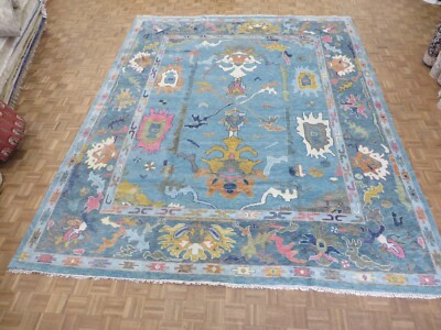 11'10 x 14'8 Hand Knotted Sky Blue Oushak Oriental Rug G15568