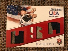 LOGAN SHORE Oakland A's 2015 Panini USA Baseball Game Used Triple PATCH 13/35