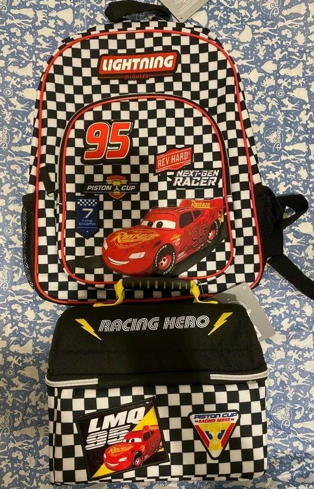 Nueva Mochila Disney Cars Lightning McQueen con Bolsa de Almuerzo Escuela Foto 2 de 4