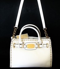 NEW MICHAEL KORS HAMILTON WHIPPED OPTIC WHITE LEATHER MEDIUM TOTE,CROSS BODY BAG