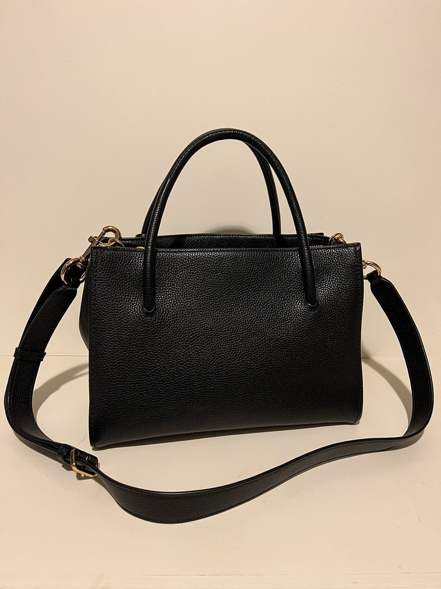 Marc Jacobs Black Lock That Real Leather Tote Satchel Crossbody Bag View 3