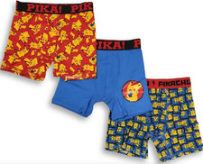 3-Pack Pokemon Boxer Briefs for Boys Featuring Pikachu SIZE 4 or 6 NWT