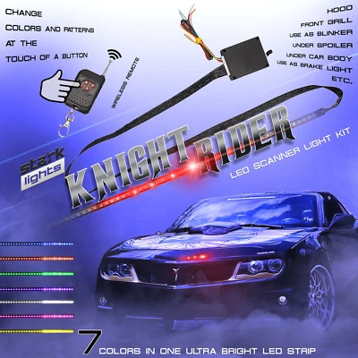 STARK 48 LED RGB Knight Rider Scanner Flash Car Strobe 7 Color Light Kit Strip 22 Inch