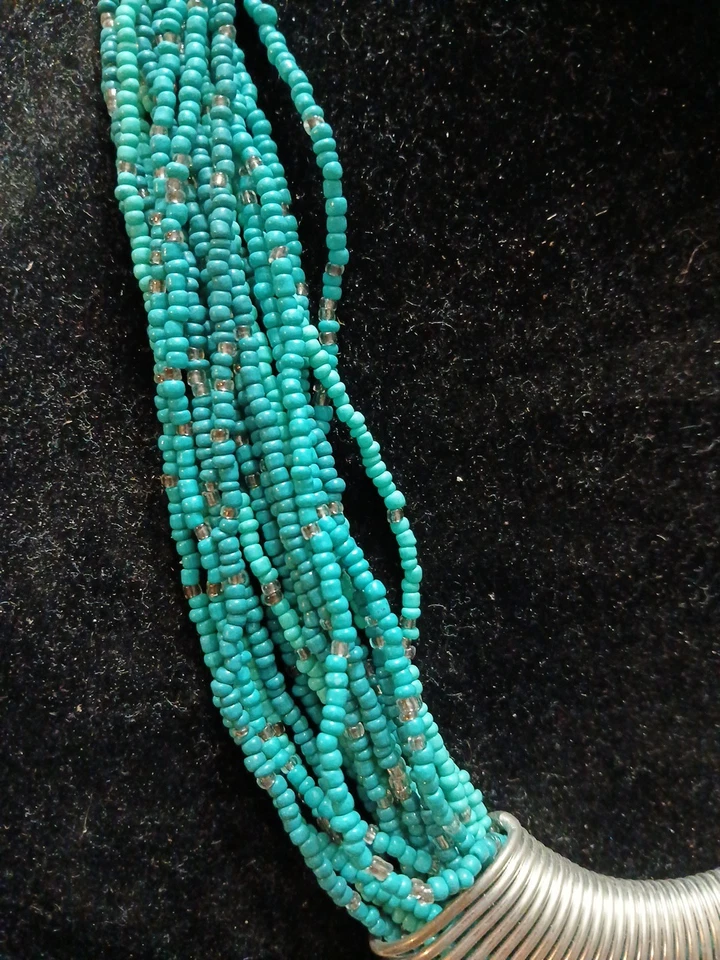 Collar De Colección Multi-Hebra Turquesa Retro Cuentas Foto 3 de 4