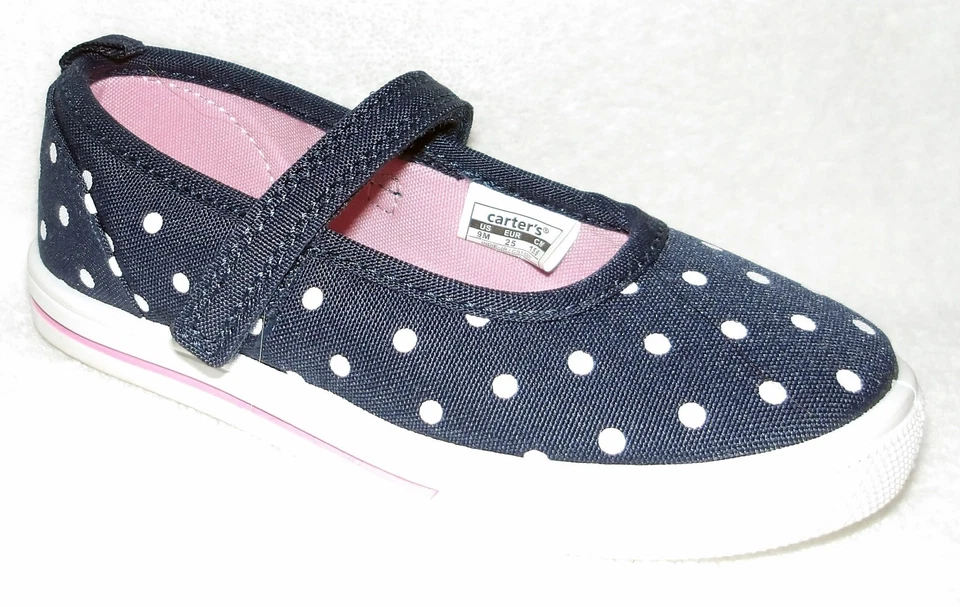NUEVO SIMPLE JOYS BY CARTERS NIÑA NIÑO AZUL MARINO LUNARES MARY JANE ZAPATOS PLANOS TALLA 9 Foto 2 de 4