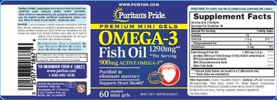 Omega-3 Fish Oil 645 mg Mini Gels (450 mg Active Omega-3)-60 Coated Softgels
