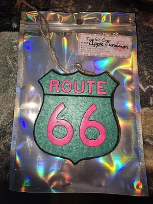 Route 66 Pink Green And Black Freshie . Apple Cinnamon Scent Car Air Freshener