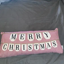 RACHEL ASHWELL SHABBY CHIC Merry Christmas Feather Pillow 12”x 29”