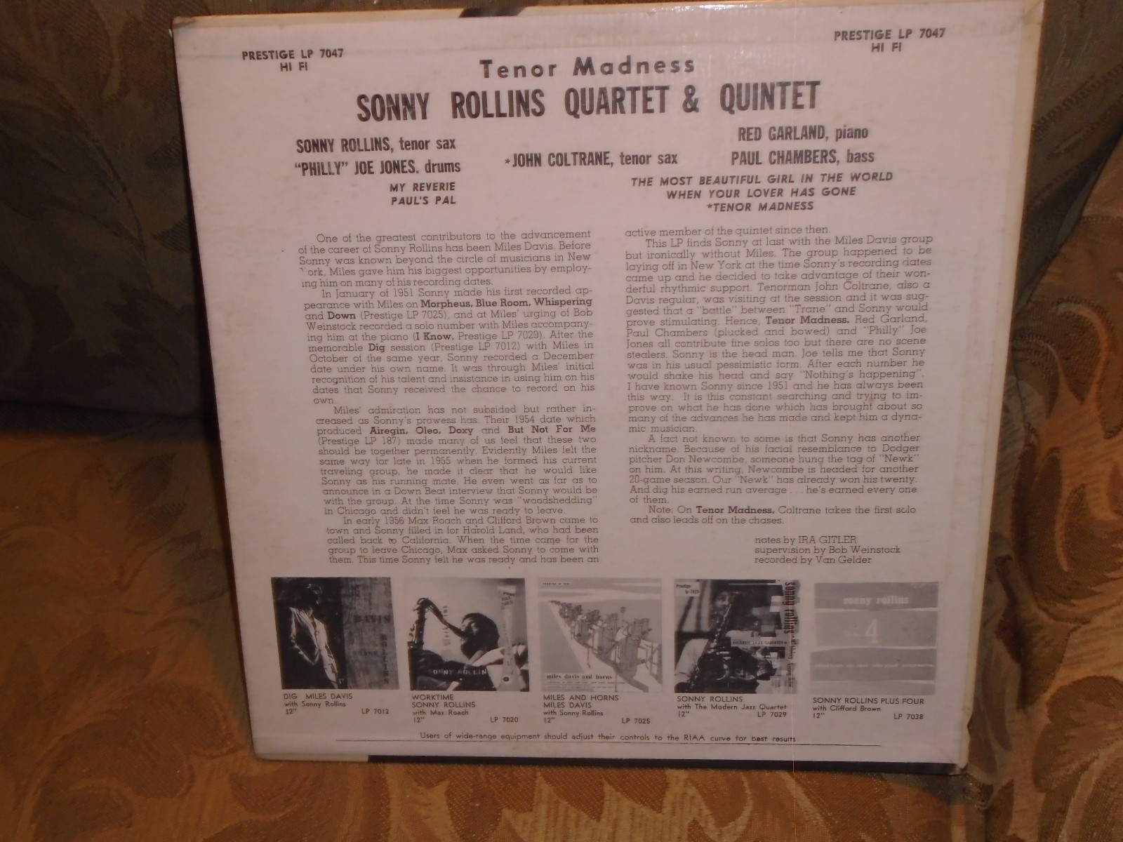 Sonny Rollins John Coltrane Tenor Madness Prestige 7047 MONO Red ...