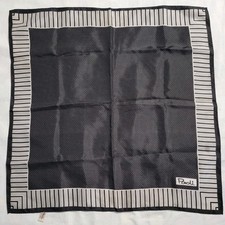 Paoli Scarf Black  White Geometric Acetate Rolled Edge Japan 23" Square Signed