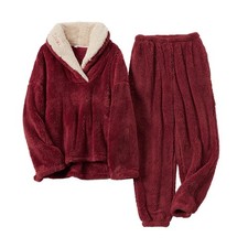 Womens Fluffy Pajamas Set Fleece Pullover Pants Oversized Plush Sleepwear Coz...