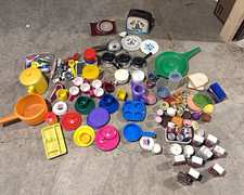 Vintage Toy Kitchen Cookware Food Lot, Multicolored Plastic Accessories