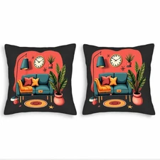Set of 2 Throw Pillow Covers 18x18in - Retro Star Pattern Design 