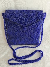 Vintage Royal Blue Evening Hand Beaded Handbag/Clutch NEW