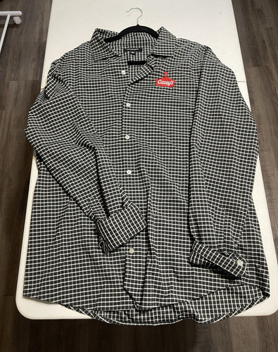 Casey's General Stores Men's XL Black/White Check Long Sleeve Button-Up Shirt