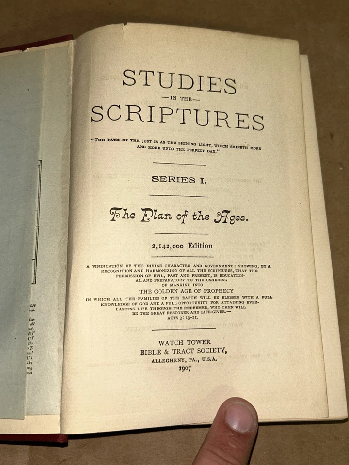 The Divine Plan of the Ages 1907 Vol I Millennium Dawn Watchtower 2,142,000 Ed. - Image 4 of 4