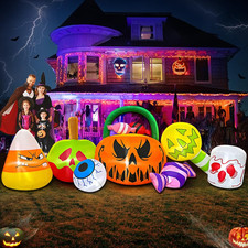 10FT Halloween Inflatable Pumpkin Ghost Combo LED Outdoor Yard Decoration
