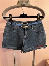 Vintage Y2K Rocawear Blue Denim Shorts With Belt And Rhinestones Girls 14