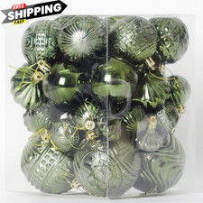Christmas Ornaments Set with 36pcs Shatterproof 36 pcs, Dark Green