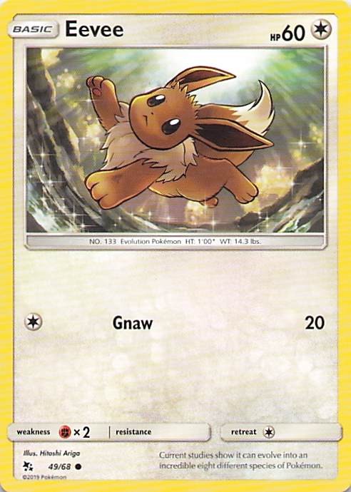 Eevee 49/68 Common Hidden Fates Pokemon Near Mint