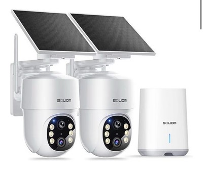 SOLIOM- 5MP Security Cameras Wireless Outdoor, No Subscription,2-Cam Pack, Solar