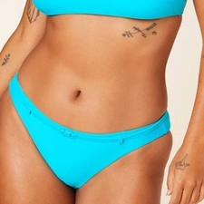 NWT Andie Women's The Riviera Bikini Bottom High Waisted Teal Blue Size L