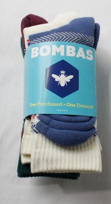 Bombas Kid's Midweight Arch 4 Pack Crew Socks BM7 Multicolor Size: 12T-Y3 NWT