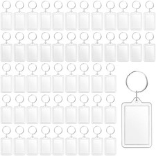100 Pcs Acrylic Photo Frame Keychain Clear Keychain Blanks with Split Ring for M