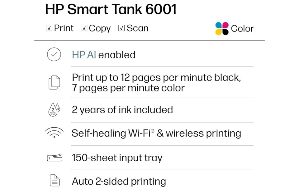HP- Smart Tank 7602 Wireless AI - All in one Printer Super Tank - Image 3 of 4