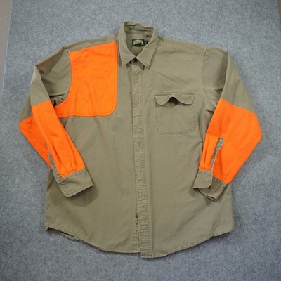 Cabelas Mens XL Tall Shooting Shirt Blaze Orange Hunting Tan Cotton Upland Game
