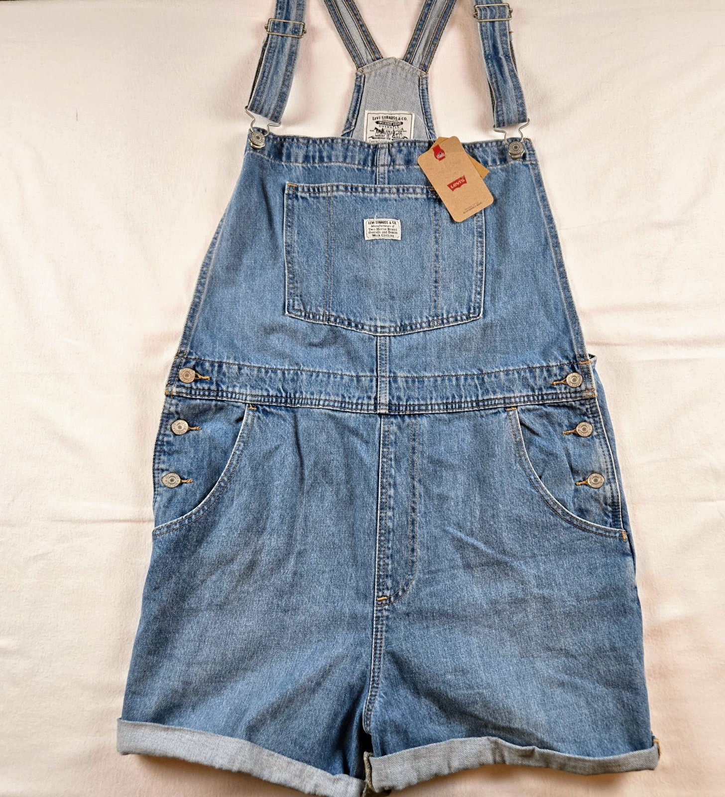 NWT Levi’s Vintage Lightweight Shortalls Women’s XL Medium Wash Denim Overalls
