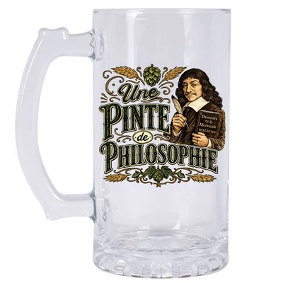 Chope à Bière Humour 480 ml Une Pinte de Philosophie - Photo 1/2