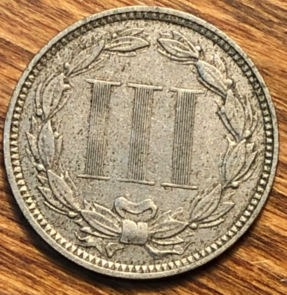 1876 Three 3 Cent Nickel Low Mintage US Type Coin Better Semi Key Date 3CN - Image 2 of 4