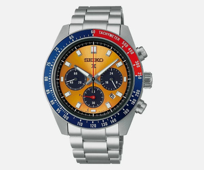 Seiko Prospex Speedtimer Pogue Solar Steel Bracelet Gold Dial Watch SSC947 New