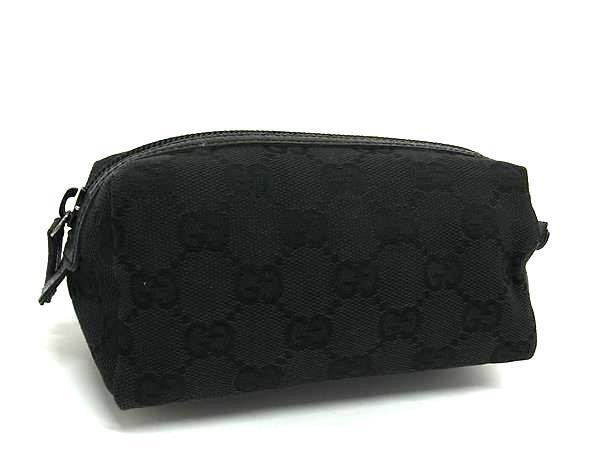 GUCCI Multi-Pouch 29596 in tela nera GG e pelle, pochette per trucco unisex