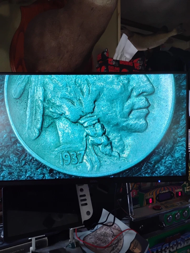 1937-P Buffalo Nickel With 3 1/2 Legs Due To Over Abraision Or Over Polishing 🦬 - Image 3 of 4