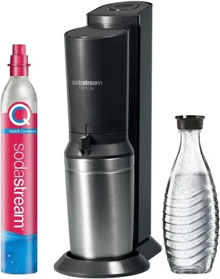 Gasatore SodaStream Per acqua frizzante Crystal Nero + Cilindro +Bottiglia Vetro