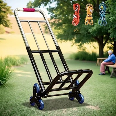242lbs Stair Climbing Cart Heavy Duty Folding Hand Truck Dolly 6 Wheels w/ Ropes