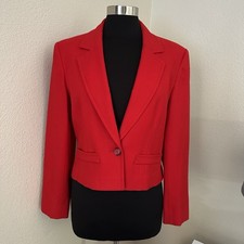 Pendleton Vintage Red Crop 100 Virgin Wool Single Button Blazer Size 12