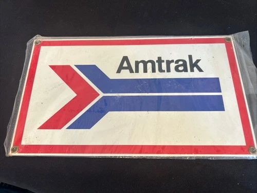VINTAGE AMTRAK PORCELAIN SIGN TRAIN STATION GAS OIL RAIL ROAD PASSENGER TRAIN #8