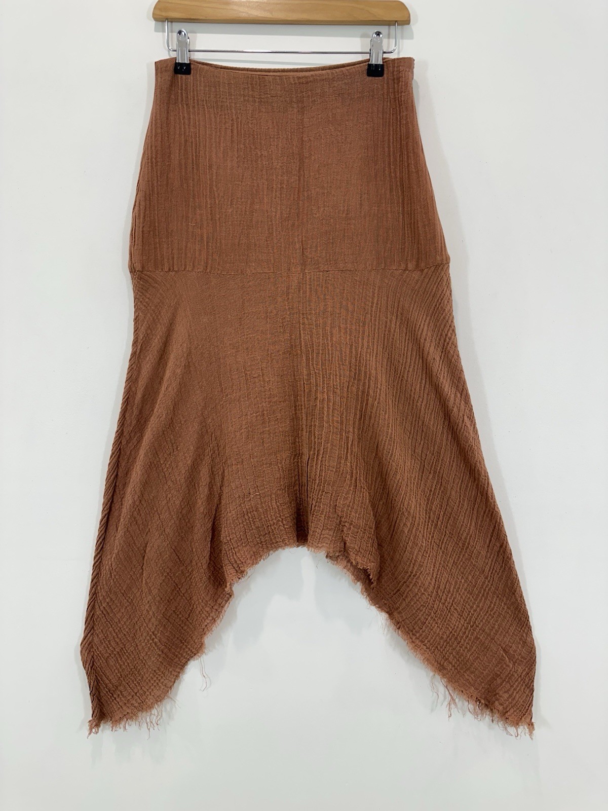 Hansen & Gretel Brown Handkerchief Lined Midi Skirt for Women Size 29in Waist-image