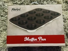 NEW Glazed Non-Stick Muffin Pan Stoneware, 12 Cups Muffins, SEALED
