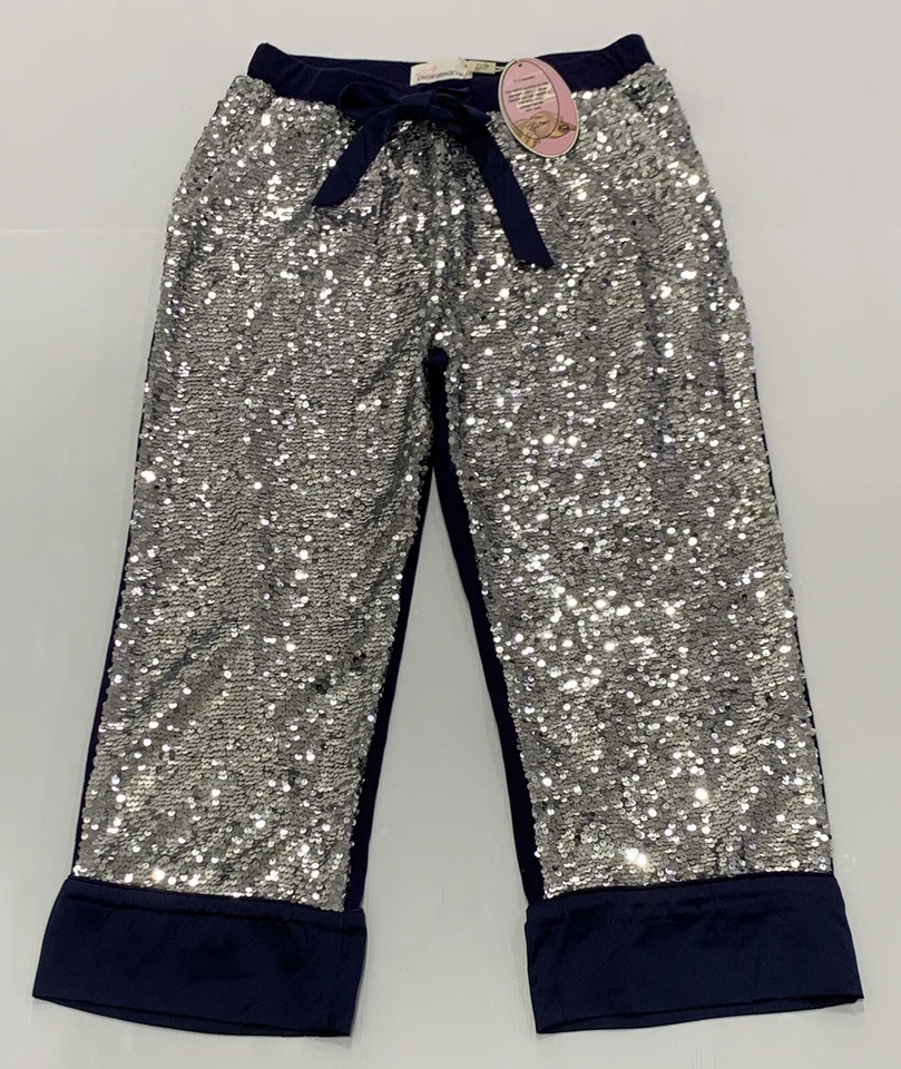 Ladies Size S PETER ALEXANDER NAVY SILVER SPARKLE SEQUIN Pj Sleep Pants  $99.95 - image 2 of 4