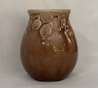 ROOKWOOD POTTERY BROWN VASE #2122 WITH FLOWERS 1950....SIGNED & MINT!