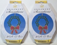 Lot of 2 Cousin Christmas Craft Ornament Kits WREATH WITH BOW Makes 10 Total NEW