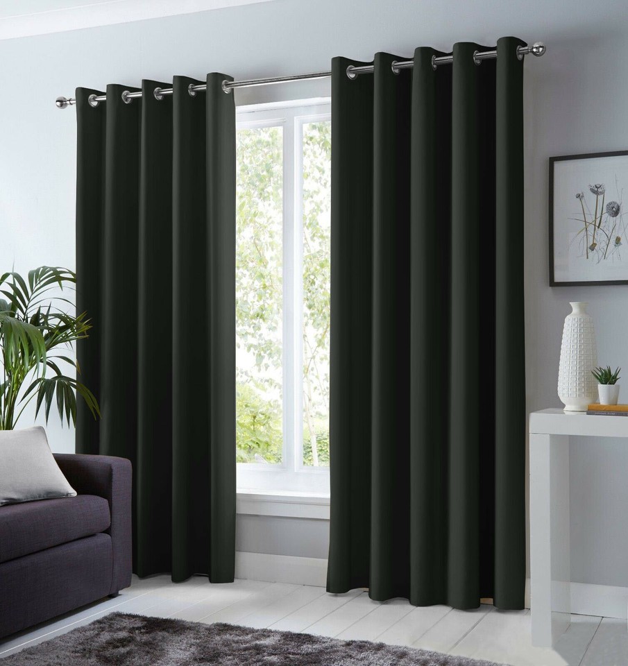 Dreamscene Eyelet Blackout Curtains PAIR Of Thermal Ring Top Ready Made Luxury E - Foto 8