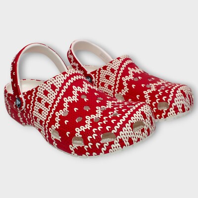 Crocs Graphic Classic Clogs Holiday Christmas Sweater Print Unisex Shoes