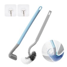 2pcs Toilet Brush Slim Compact Bathroom Toilet Scrubber No Dead Corners Silicone