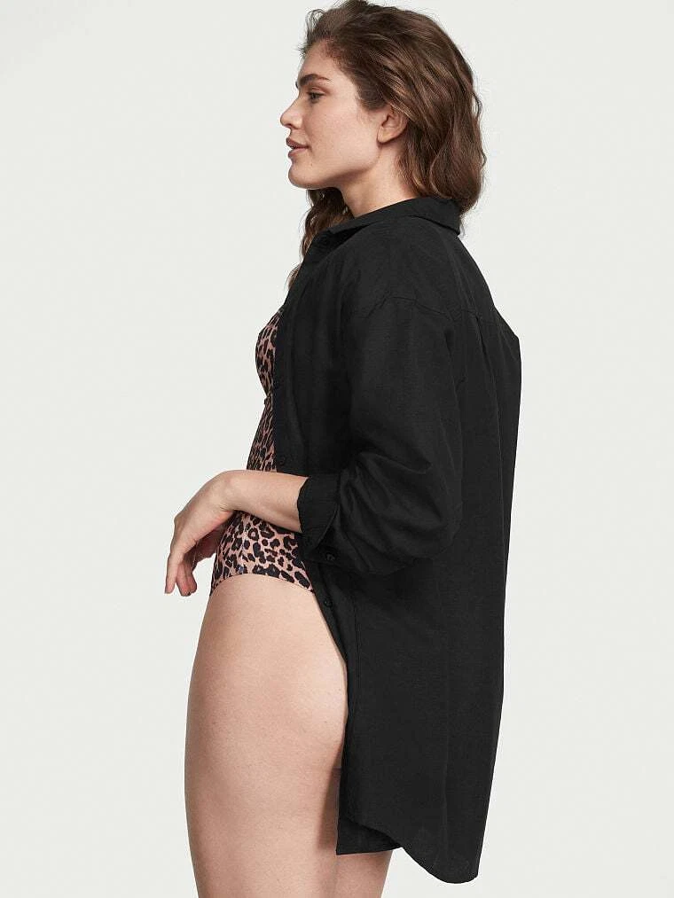 UNDERCOVER Camicia fidanzato Victorias Secret abito da nuoto coprispiaggia abbigliamento lino top M L XL